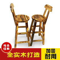 Backrest carbonized solid wood bar stool bar stool bar chair retro bar stool