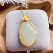 Necklace jade pendant womens Hetian jade egg noodle necklace sweater chain choker send mother jewelry sterling silver necklace