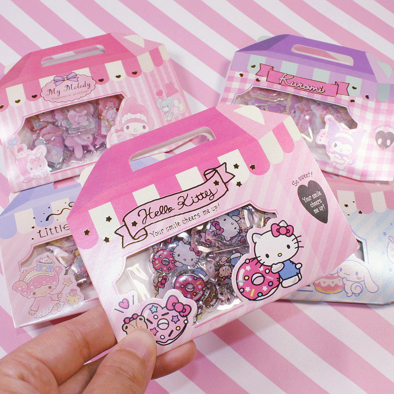 Cute melody Kitty Gemini jade gui dog hand account sticker cute crystal transparent waterproof three-dimensional sticker