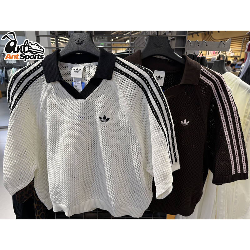 Adidas Adidas Trefoil Short-Sleeved Knit Polo Shirt for Women Ke0198 Kc6490 Adidas Adidas Trefoil Short-Sleeved Knit Polo Shirt for Women Ke0198 Kc6490