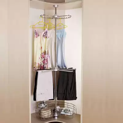 Wardrobe cloakroom hardware pull basket three-layer corner pants rack clothes basket rotating hanger telescopic hanging clothes lever