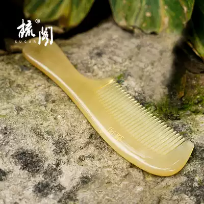 Natural authentic white horn horn comb Large massage comb Women's long hair thick horn comb anti-static