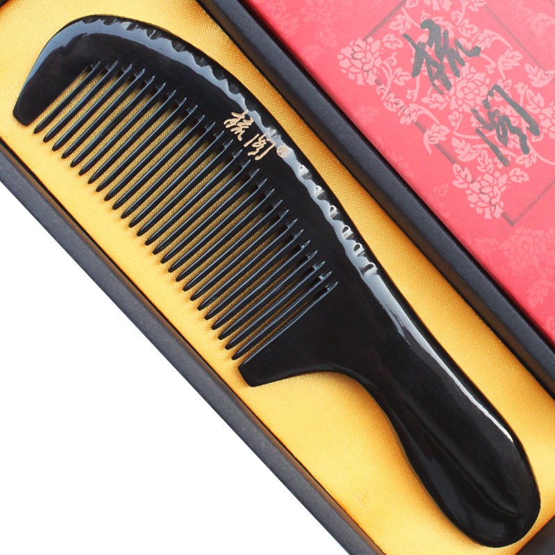 Comb court Authentic natural black water horn comb flagship store Household large comb Women's long curly massage comb