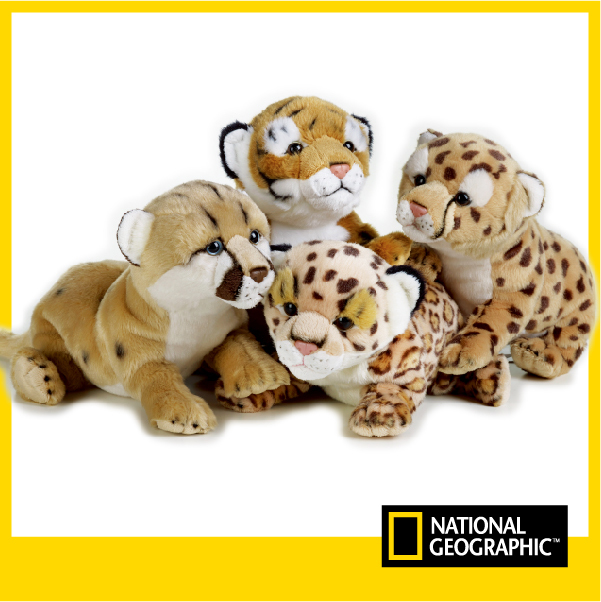Leosco National Geographic Wildlife Animal Plush Toy Cheetah Jaguar Tiger Cougar Baby
