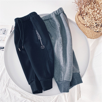 Xiaojie childrens clothing 2020 winter new boys velvet thickened casual pants baby foreign style all-in-one tide pants