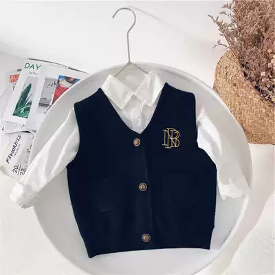 Xiaojiejia 2020 autumn new baby college style vest boys knitted waistcoat girls Korean sleeveless vest