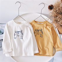 Xiaojies boys spring clothes New Foreign style 2021 childrens T-shirt long sleeve baby base shirt Korean childrens clothing tide