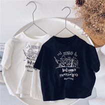 Xiao Jiejia Korean childrens clothing boys T-shirt girls short sleeves Korean wave childrens base shirt 2021 summer New