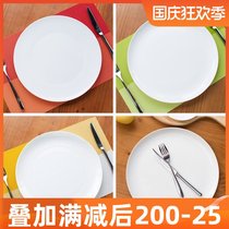 White Tire Bone Porcelain Hotel Tableware Set Large Plate Steak Past Western Dining Plate 12-inch Extra Large Flat Plate New