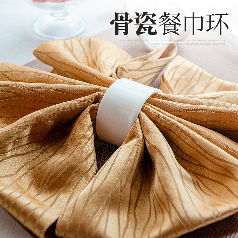 Pure white bone china napkin ring creative ceramic hotel home tableware napkin buckle ring mouth cloth ring towel ring meal buckle
