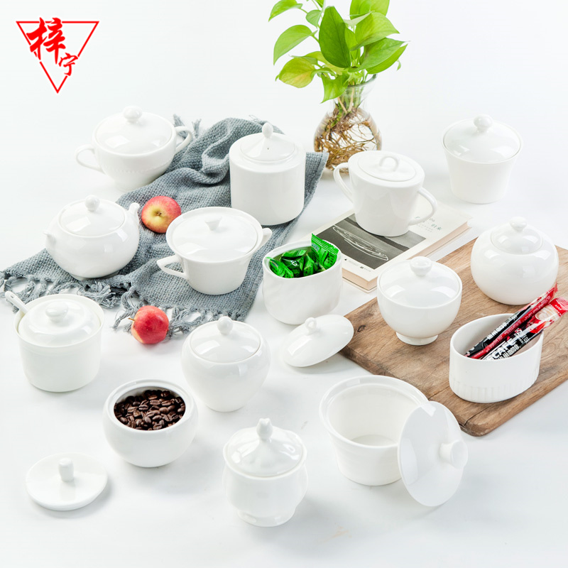 Bone China European style ceramic coffee shark fin bird's nest cup stew cup seasoning salt seasoning sauce jar stew jar with lid sugar jar sugar jar