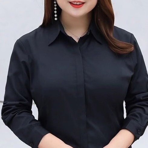 Short-Sleeved Black Shirt for Women, Plus Size, Fat Mm, 100kg Extra Large, Loose-Fitting Professional Shirt, Formal Workwear Top Short-Sleeved Black Shirt for Women, Plus Size, Fat Mm, 100kg Extra Large, Loose-Fitting Professional Shirt, Formal Workwear Top