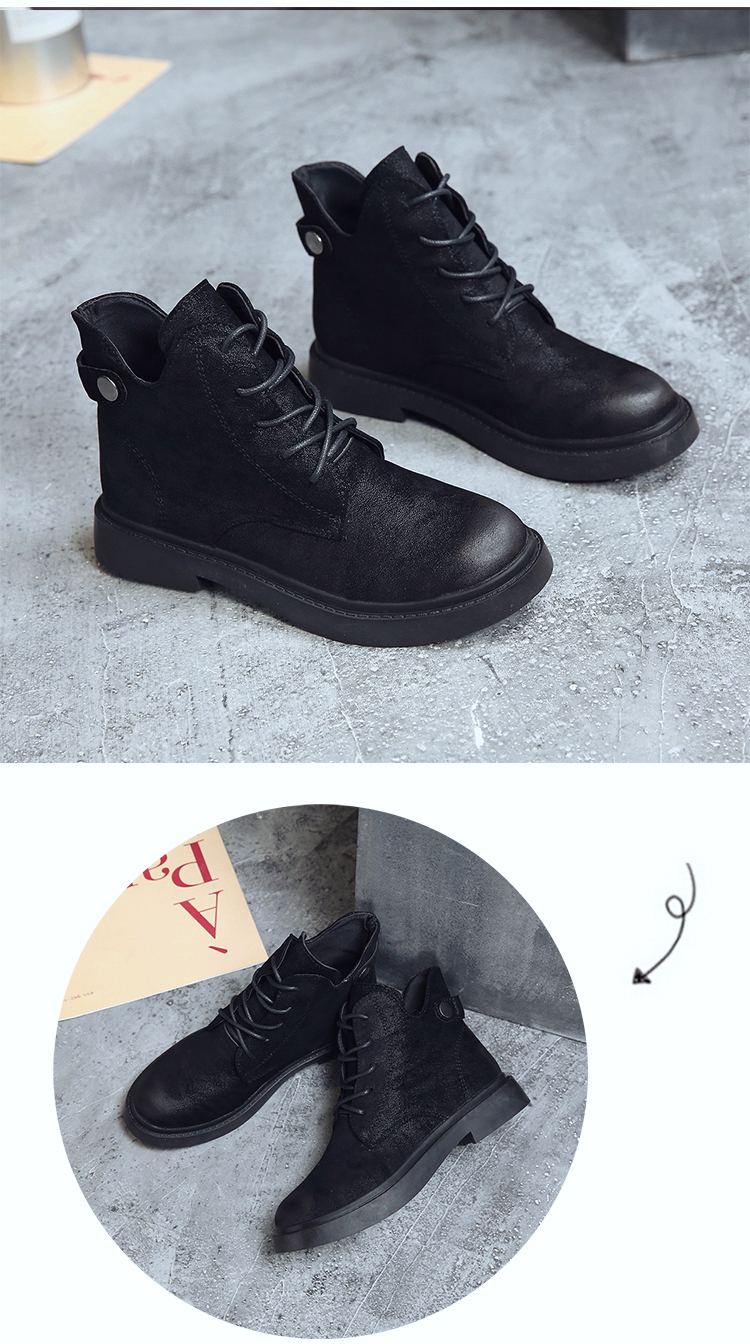 Booties nữ mùa thu đông 2018 phiên bản Hàn Quốc mới của gió Anh hoang dã với Martin boot nữ ngắn bốt đơn giày boot nữ cổ cao đế bằng
