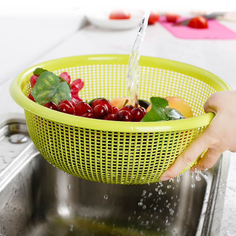 Tea Flower Plastic Vegetable Basket Hollowed-out Fruits Vegetable Basket Wash Vegetable Blue Water Filtration Wash Basin Sieves 1129 1130