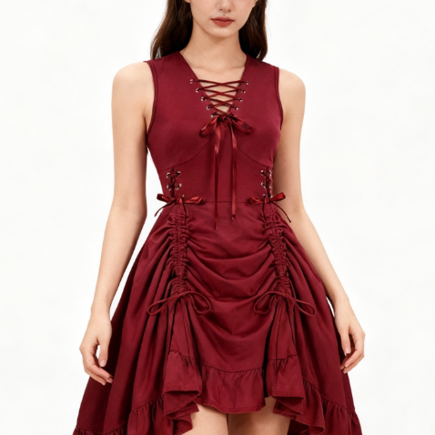 New European and American Victorian Era Women's Dress Renaissance Cosplay Multi-Layered High-Waisted Retro Dress