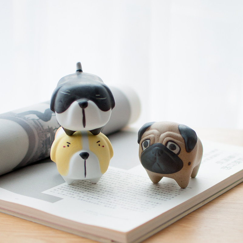 Cute Bago Ceramics Home Decoration Pint Creative Pooch Desk Face Small Swing Piece Zodiac Birthday Present