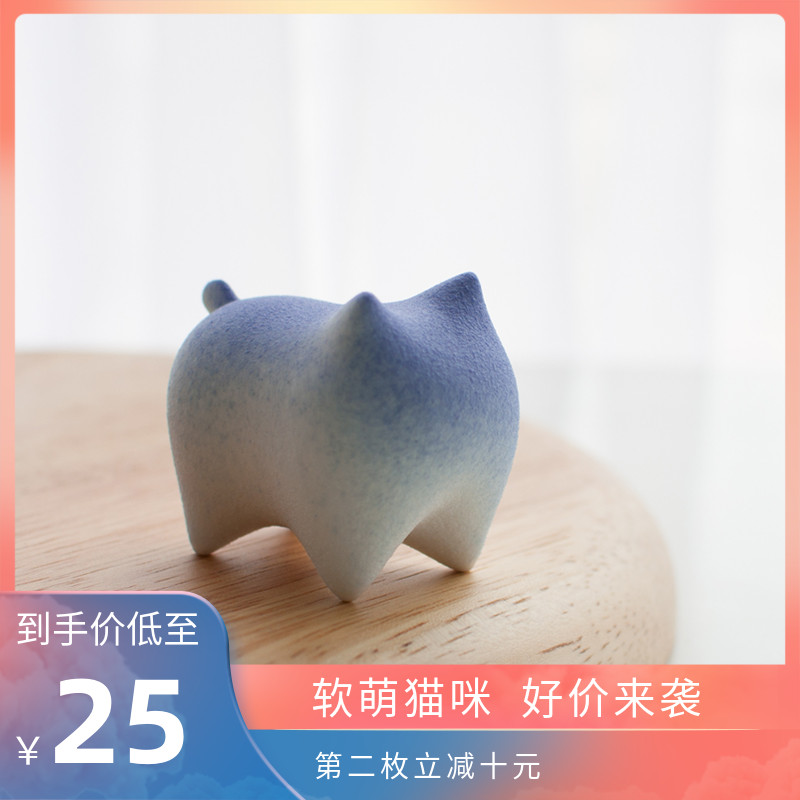 Good morning cat handmade Japanese home decorations study desk ceramic small ornaments cute birthday gifts