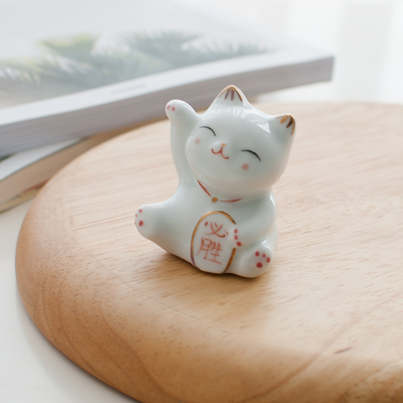 Japanese minimalist ceramic lucky cat small ornaments creative handmade cute desktop decorations for birthday gifts