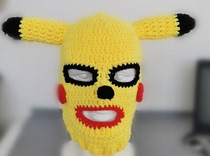 Cute Pikachu headgear Bar atmosphere funny cover head hat sand sculpted headgear personality to blame handknitted hat