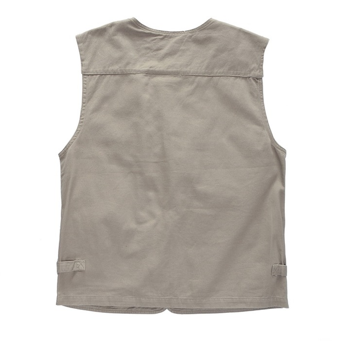 Trung niên nam nhiều túi mùa xuân và mùa thu vest cha tải phần cotton câu cá áo vest nhiếp ảnh du lịch áo ba lỗ trắng