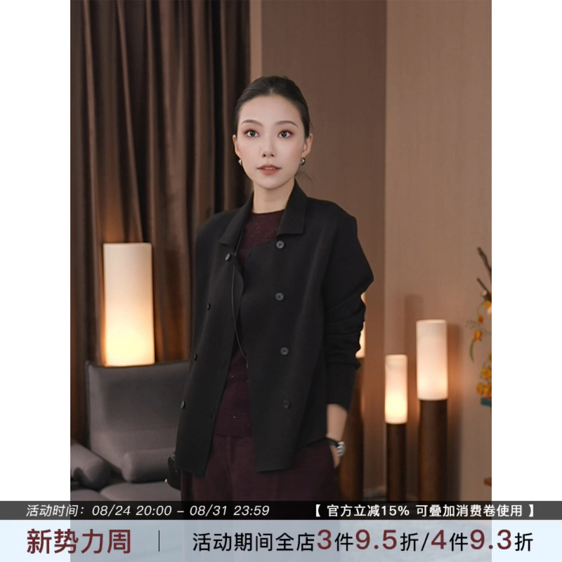 Zhou Zhou Design-Inspired Lapel Knit Cardigan, New Autumn 2026 Style, Loose Fit, Slimming, Double-Breasted Short Blazer for Women Zhou Zhou Design-Inspired Lapel Knit Cardigan, New Autumn 2026 Style, Loose Fit, Slimming, Double-Breasted Short Blazer for Women