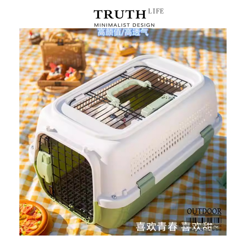 Truth·Outdoor Pet Travel Crate Portable Car Carrier Small Dog Transport Box Space Box Anti-Stress
