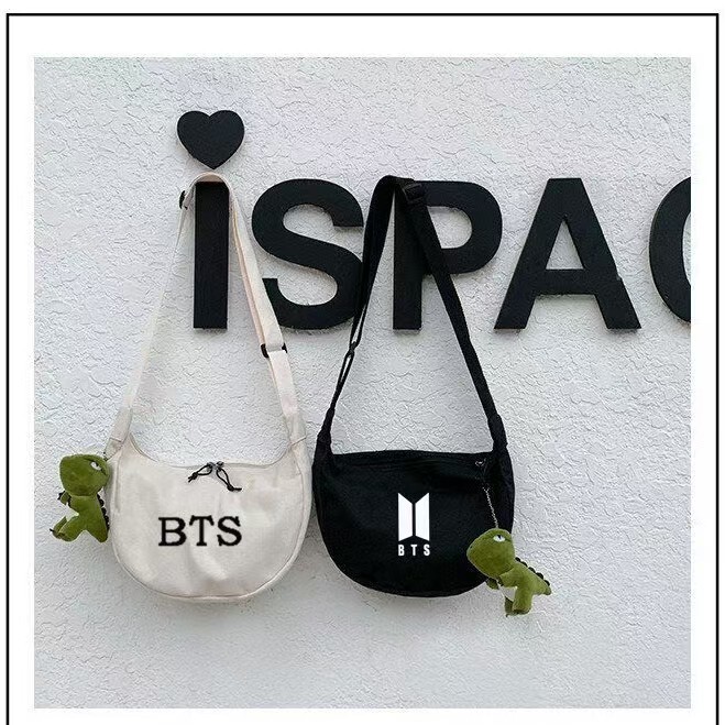 Bts (Bts) Same Style Bag, Fan Merchandise, Canvas Bag, Backpack, Casual, Fashionable, Large Capacity, Bt21