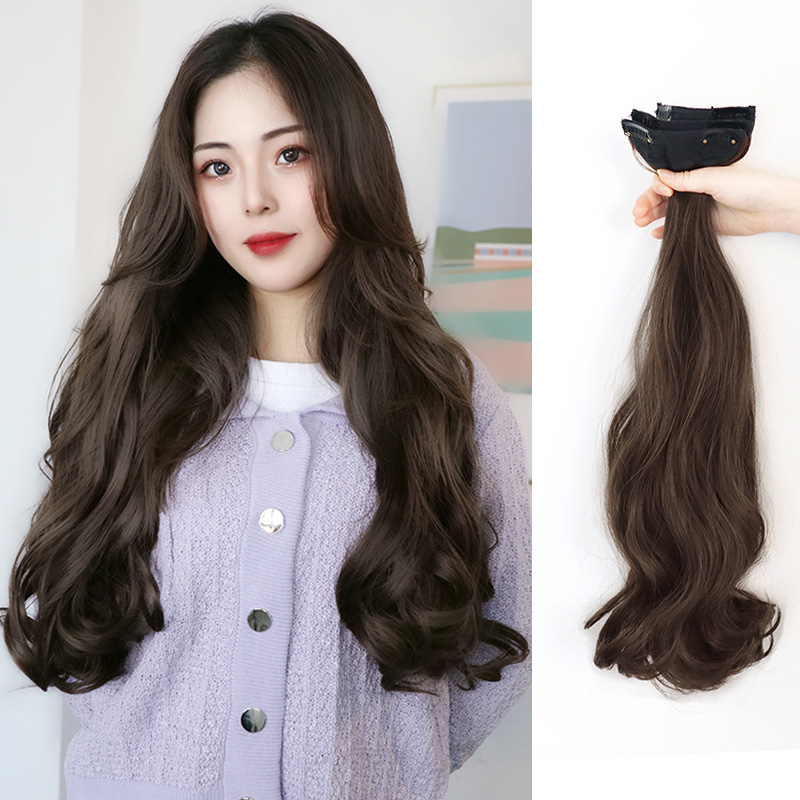 Wig woman long hair net red long curly hair wool curly piece of invisible and unmarked fluffy large wave curly hair pick up