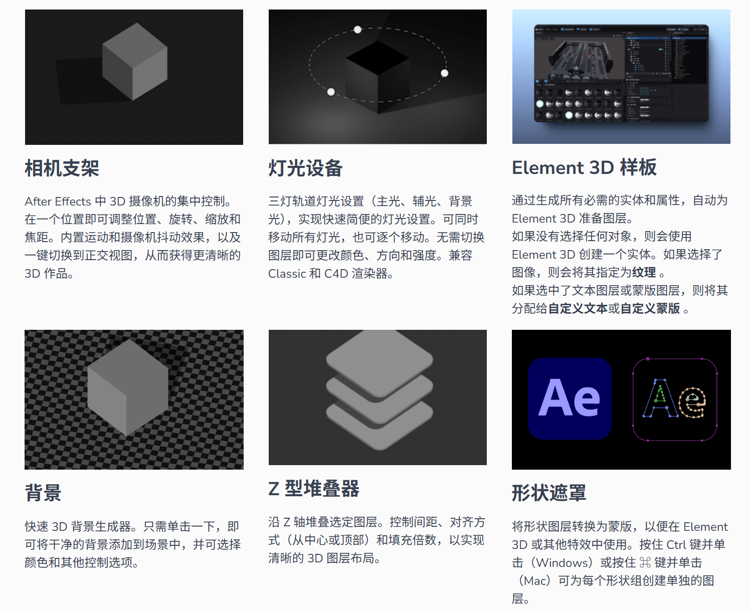 AE摄像机灯光控制工具集脚本 AE 3D RIG V1.0