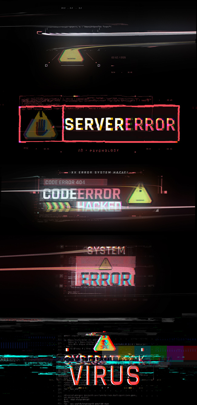 AE模板|10个赛博朋克系统错误警告加载动画 Cyberpunk System Error