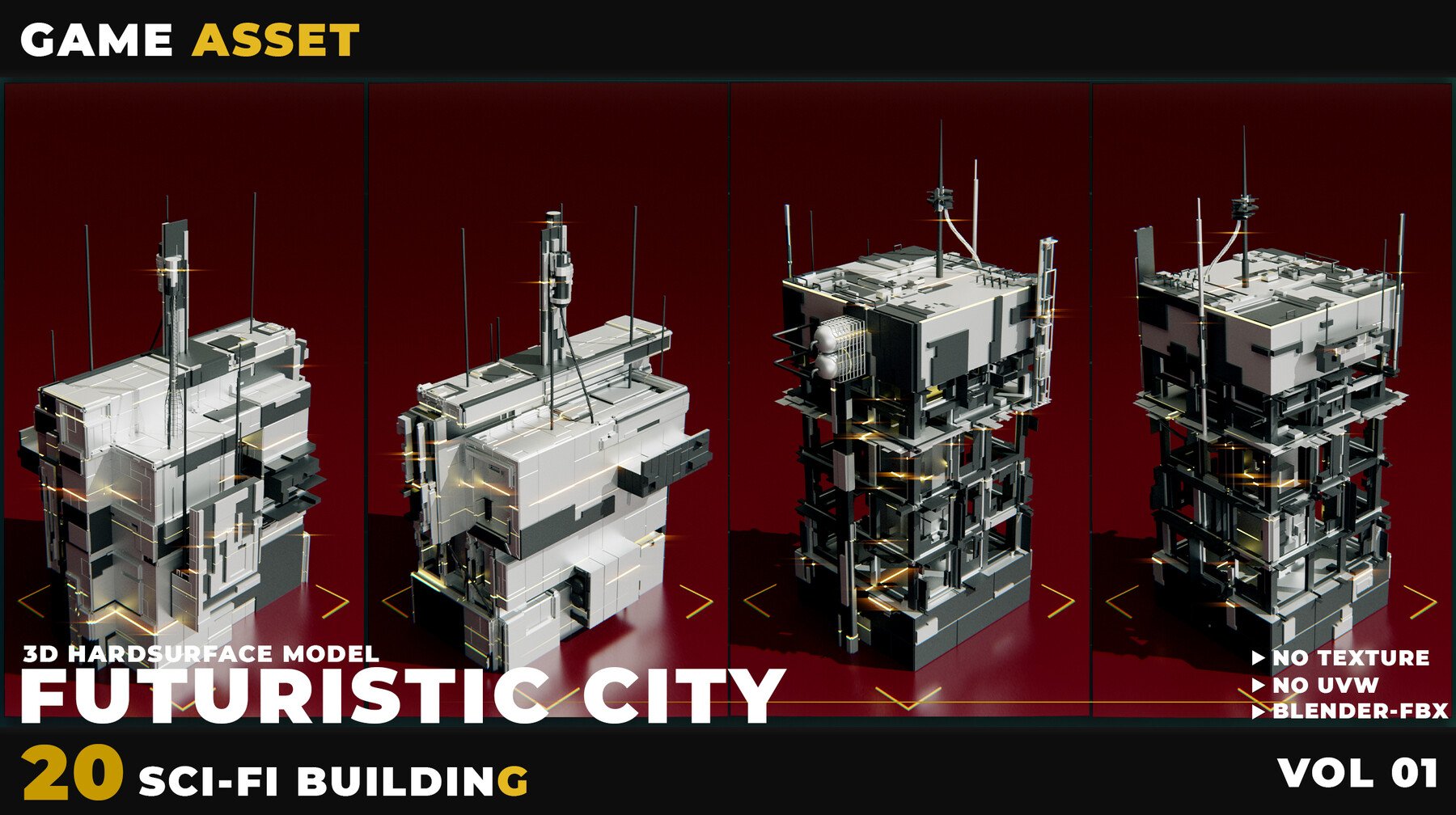 科幻未来城市建筑3D模型资源包(FBX/OBJ/C4D/Blender格式) 20 SCI-FI BUILDING FUTURISTIC CITY VOL 01 file (3).jpg