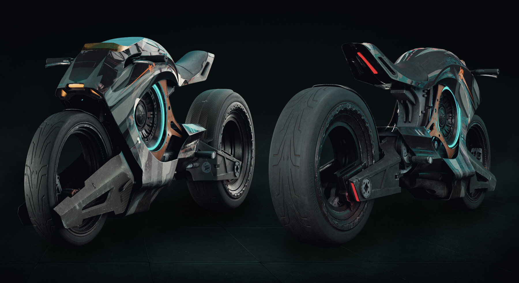 Blender赛博朋克科幻摩托车3D模型 ArtStation Cyberbike