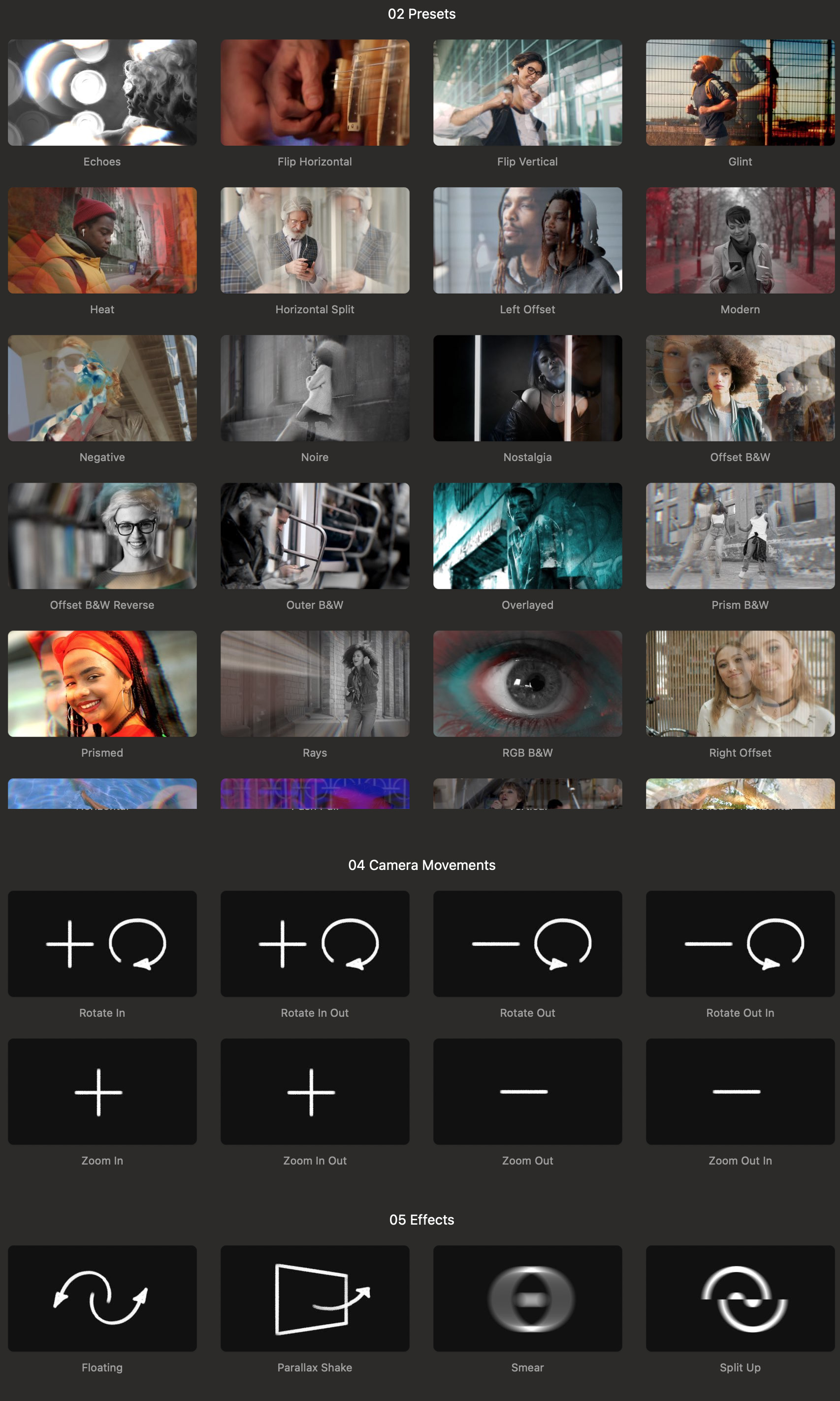 中英双语-FCPX插件|49种双重曝光重影叠加摄像机运动视觉特效 DoubleVision