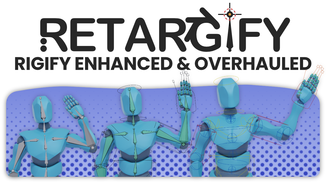 Blender骨骼绑定动画重定向插件 Retargify v1.1.16 RigifyRetargetThumbnailBlenderMarket_1.png