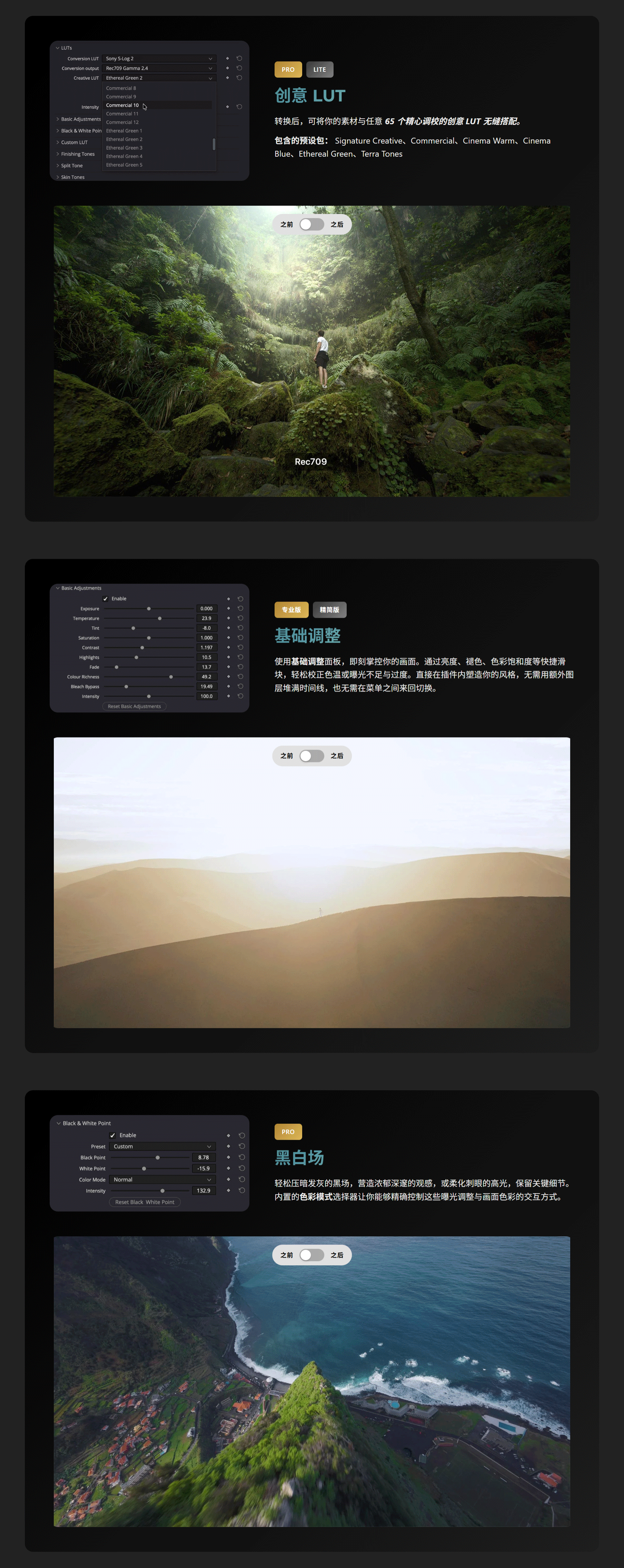 达芬奇/AE/PR调色插件-一键电影级色彩分级工具 ToneLab Chroma Pro V0.3.0 Win 546_07.gif