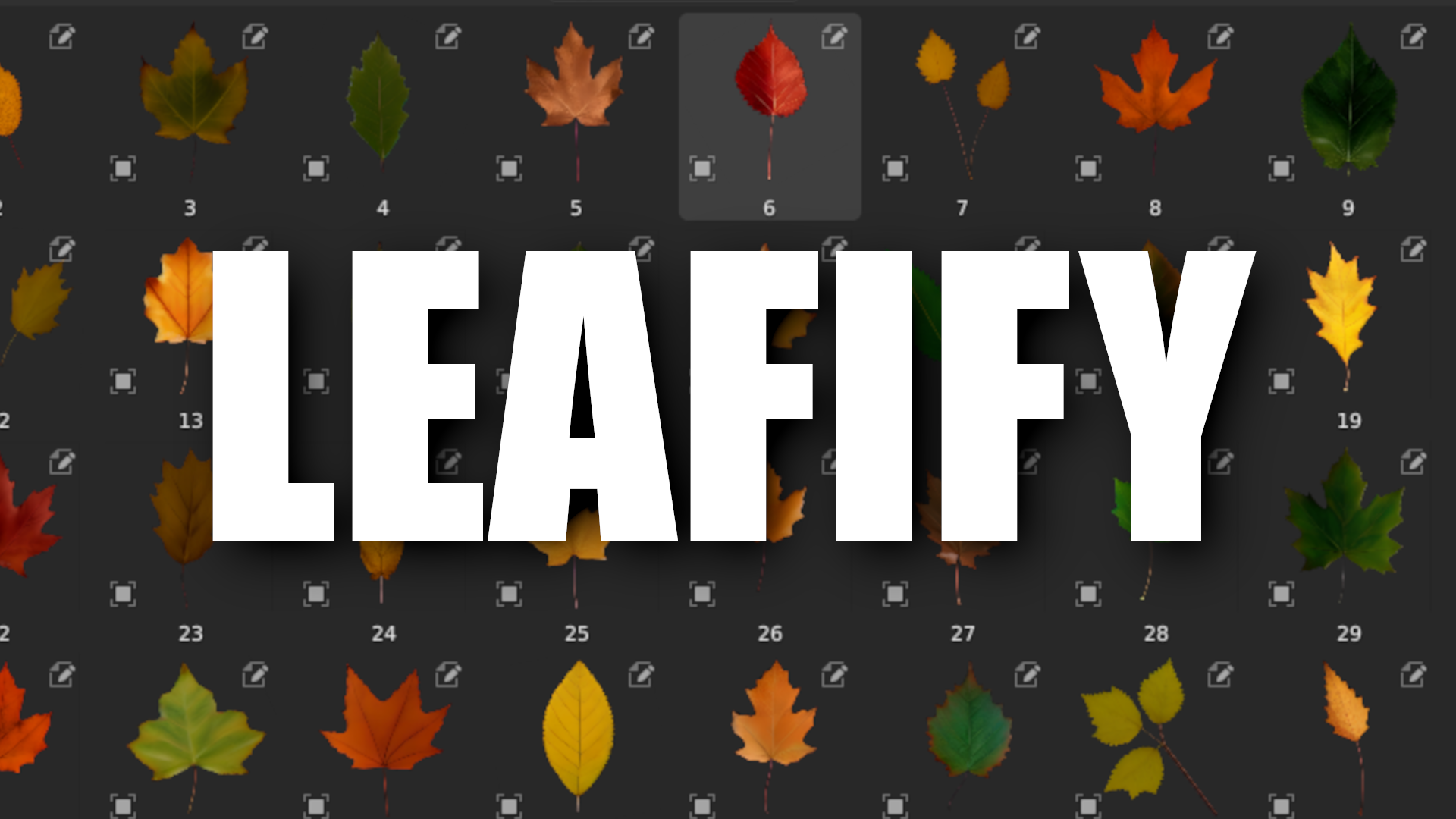 Blender树叶资产预设 Leafify – 40 Leaf/Leaves Texture Alphas leafifytitle.png