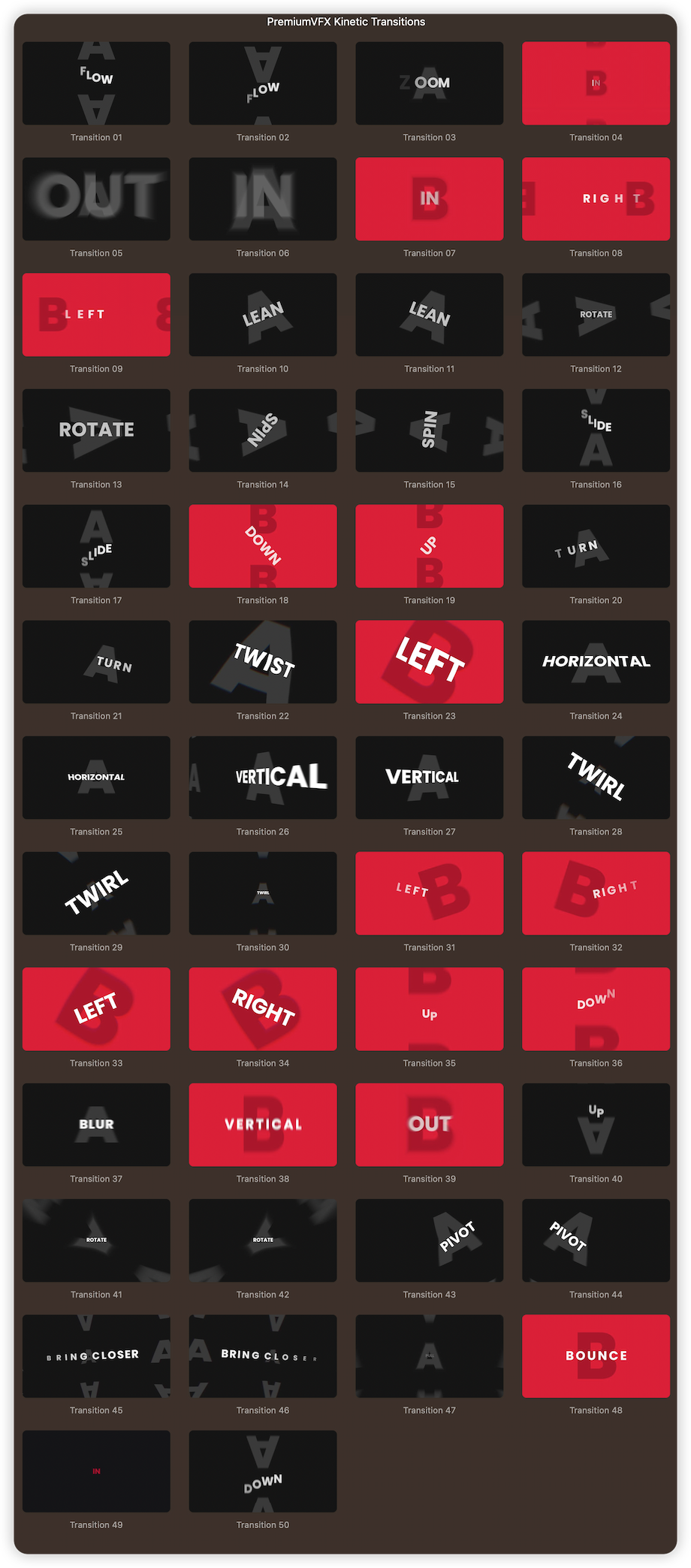 FCPX插件|50种动感文字标题卡点过渡转场预设 Kinetic Transitions