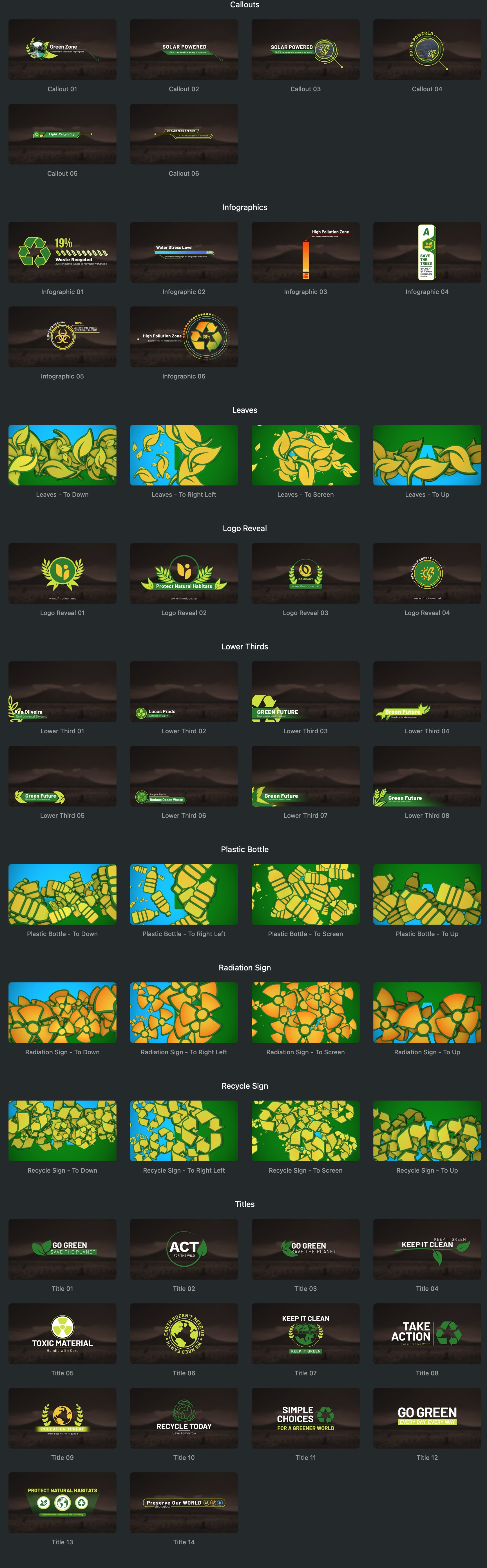 FCPX插件|54组自然科学环保视频标题转场预设 Eco Theme