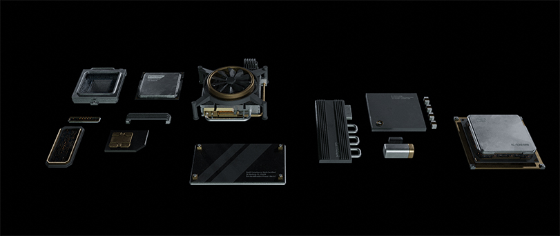 Blender电脑主板电路芯片电容电阻元素3D模型资产 Binary Frame Computer Mainboards Mobo3 (1).jpg