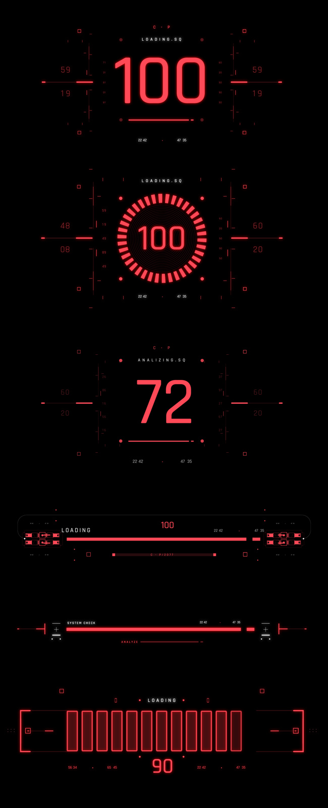 AE模板|29种赛博朋克科技感HUD进度条加载动画 Cyberpunk Loading Bars