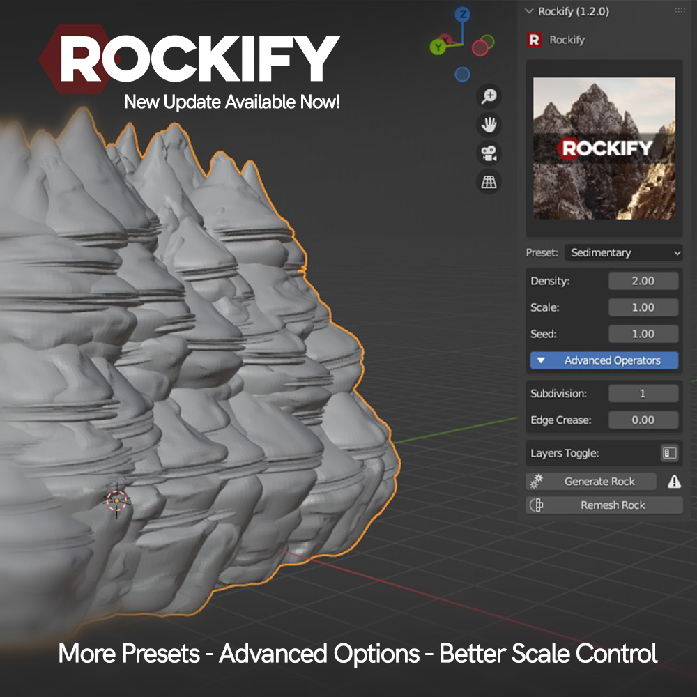 Blender插件|一键生成石头岩石模型工具 Rockify v1.3.0 + 使用教程