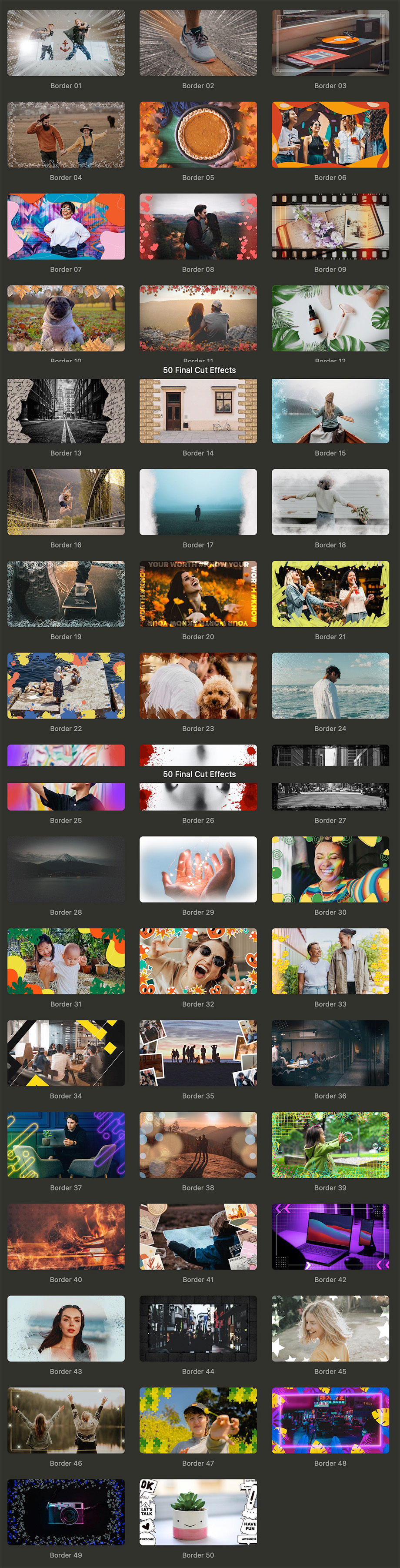 FCPX插件|50种创意视频边框素材 Creative Borders