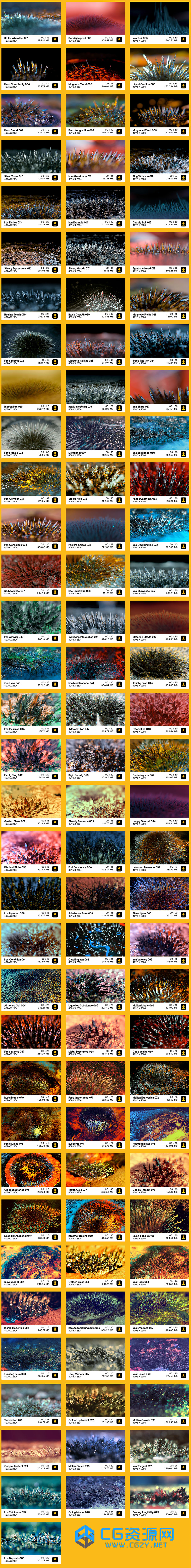 4K视频素材|100个微观铁屑有机物特写动画背景素材 BBV20 Ferro Filings