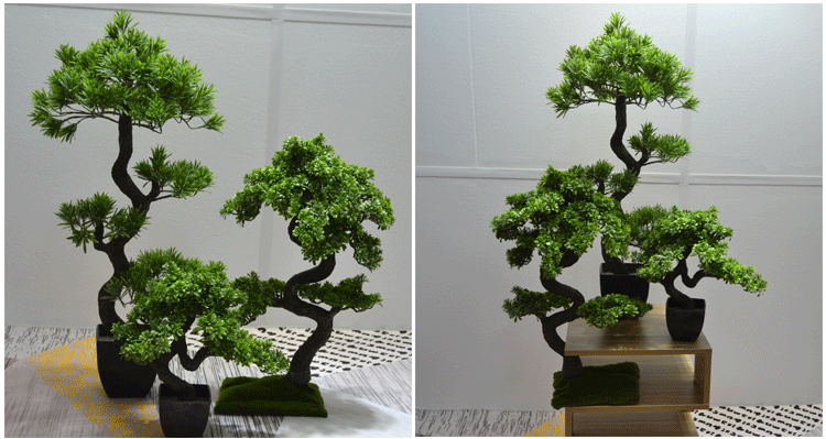 新中式仿真松樹迎客松盆景羅漢松植物盆栽展廳客廳酒店禪意擺件 露天拍賣