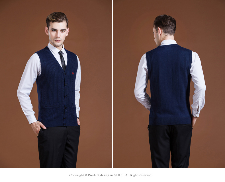 Paul cổ điển của nam giới thời trang đan cardigan mùa xuân và mùa thu kinh doanh mới giản dị len áo len vest vest