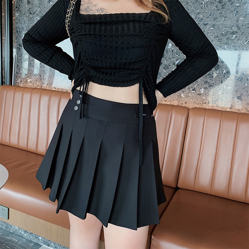 Hilly large size woman dress fat mm high waist display slim anti-walking light A character 100 pleats half body dress for a short skirt