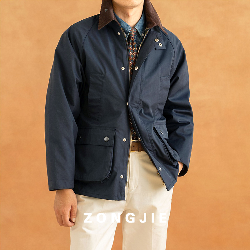 British Retro Oil-Waxed Waterproof Hunting Jacket Trench Coat Amekaji Barn Style Men's Casual Jacket Replica Bbr