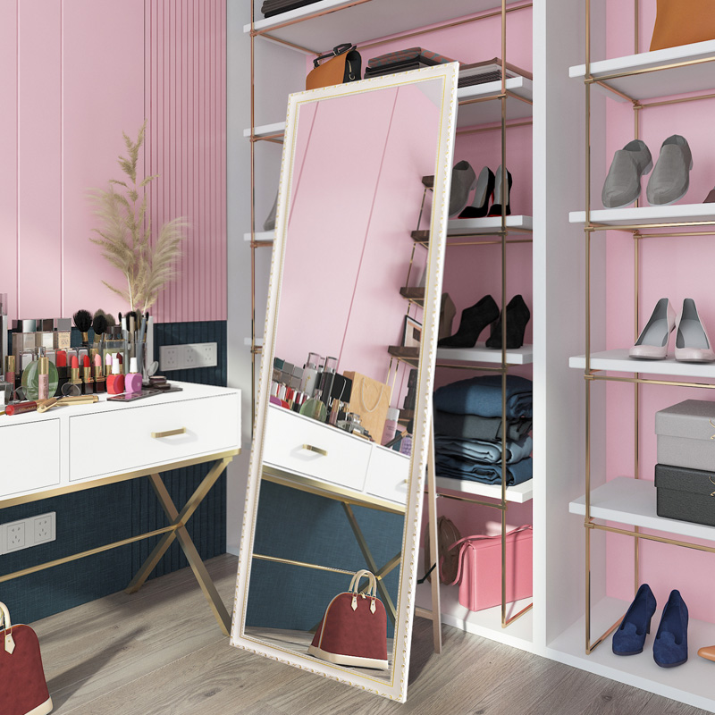 Full body floor full body mirror Home wall-mounted examination and other body changing mirror bedroom Girl Stereo Mesh Red hanging wall style