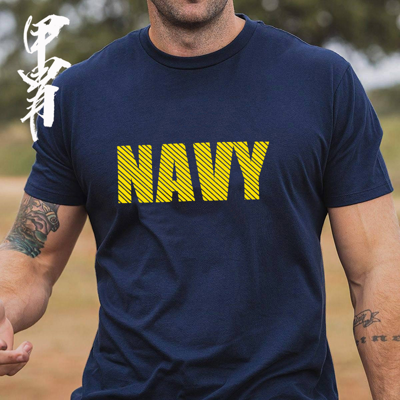 Summer New Arrivals American Navy Themed Navy Twill Design Military Fan Short-Sleeve T-Shirt Tough Guy Men's Clothing