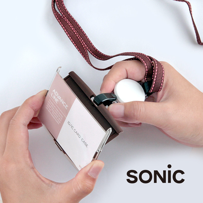 日本SONIC索尼克胸卡工作牌AL-894证件ID卡伸缩挂绳硬质员工卡套